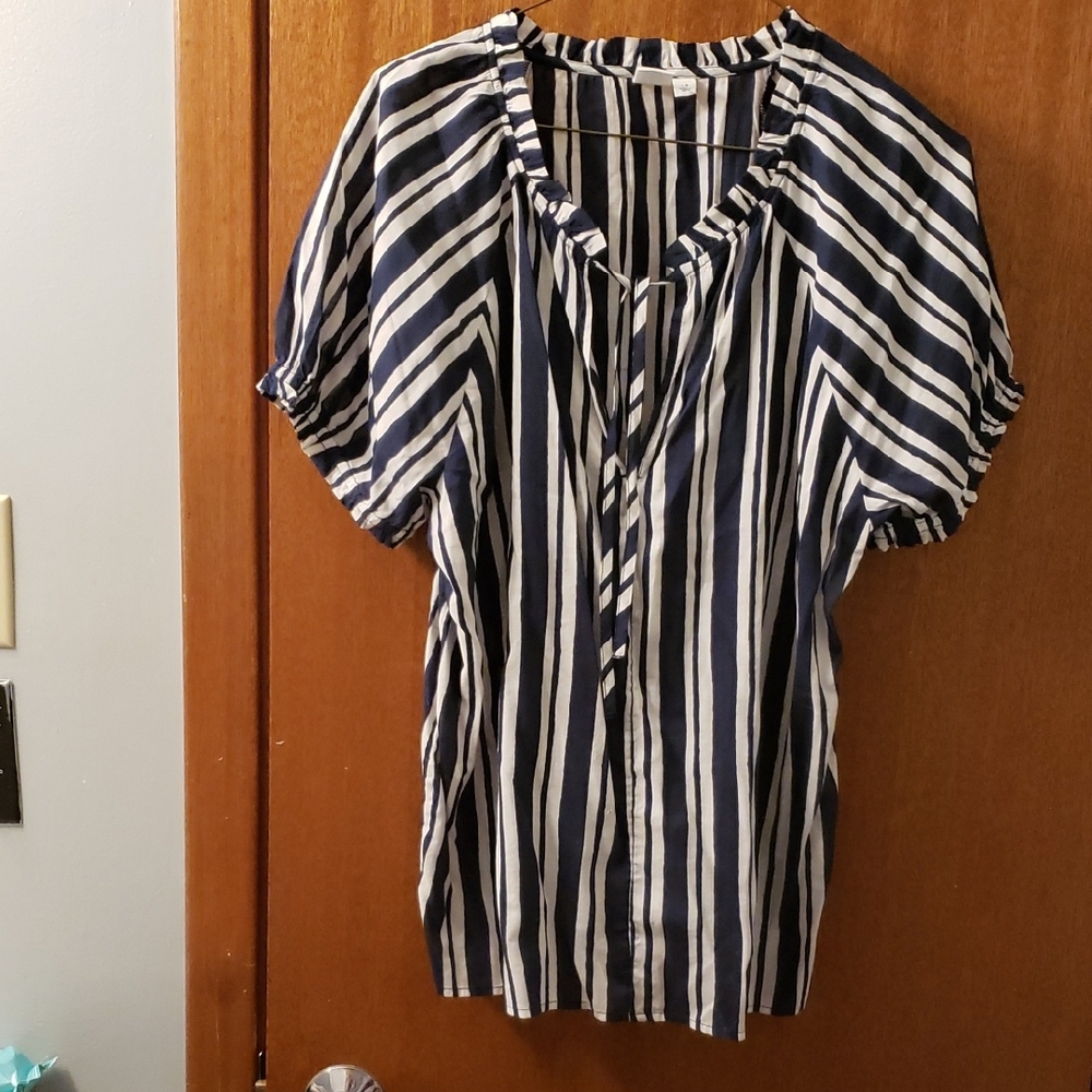 GAP Navy and White Striped Blouse